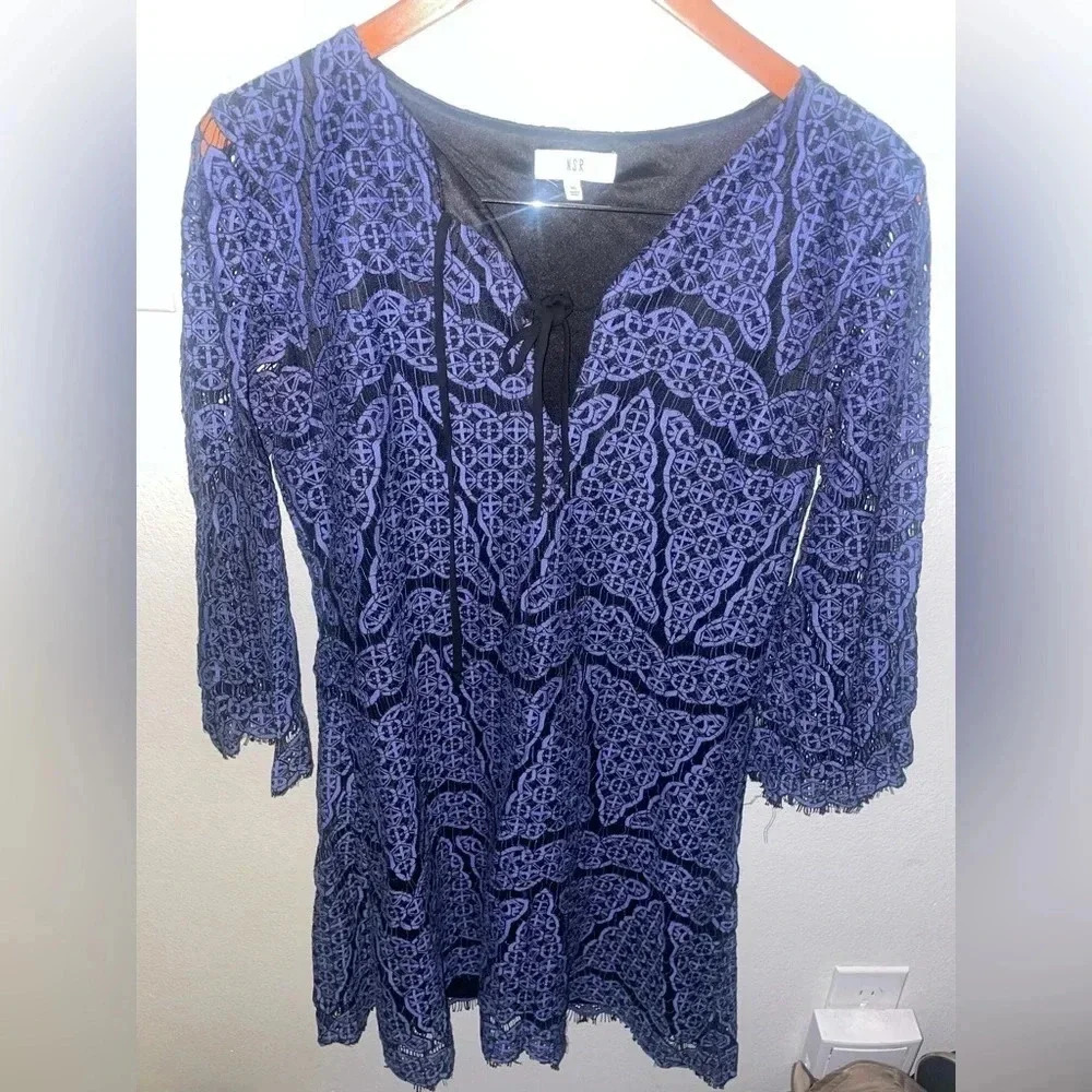 NWT Nsr blue long sleeve lace dress size XL